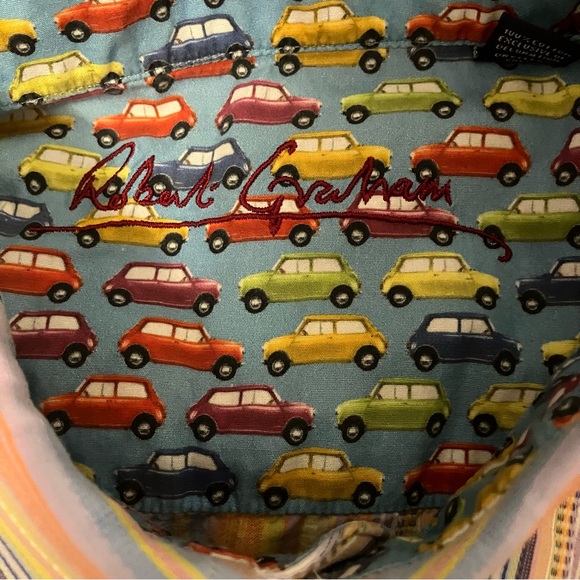 Robert Graham Men's Multicolor Flipped Cuff Long Sleeve Button Up Shirt Size 2XL - Picture 9 of 11